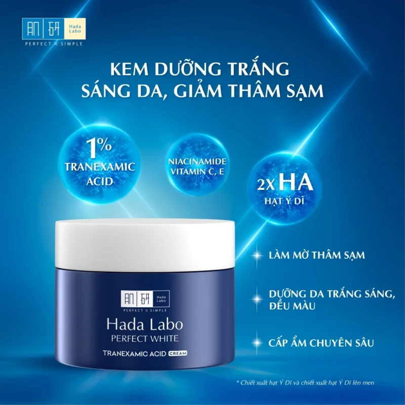 Top 6 Kem Dưỡng Trắng Da Tốt Nhất 2026: An Toàn, Hiệu Quả Cho Từng Loại Da 6 Hada Labo Perfect White Tranexamic Acid Cream – Kem Dưỡng Trắng Da Chứa 1% Tranexamic Acid Giúp Làm Sáng Và Giảm Thâm Sạm