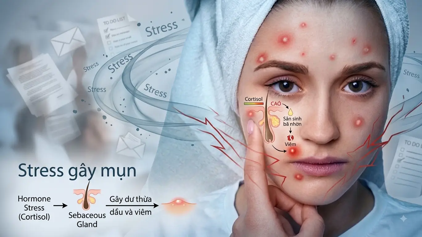 Thói Quen Gây Mụn Mà Bạn Cần Phải Tuyệt Đối Tránh 4 Stress Gây Mụn Do Hormone Cortisol Kích Thích Tuyến Bã Nhờn – Thói Quen Gây Mụn Cần Tránh