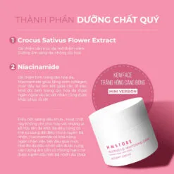 Kem trắng hồng Jussmy size 5gr căng bóng, trắng hồng tự nhiên.