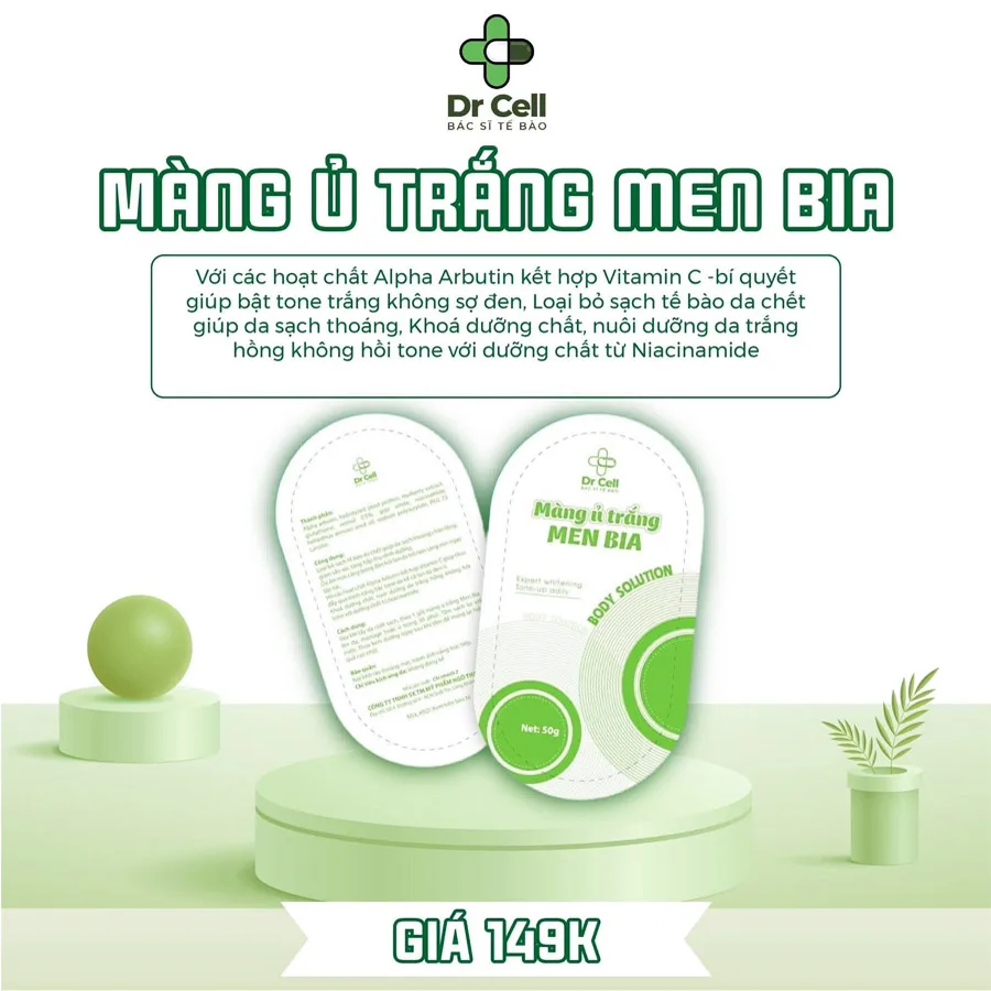 Màng Ủ Trắng Men Bia Dr Cell Ủ Trắng Da Toàn Thân