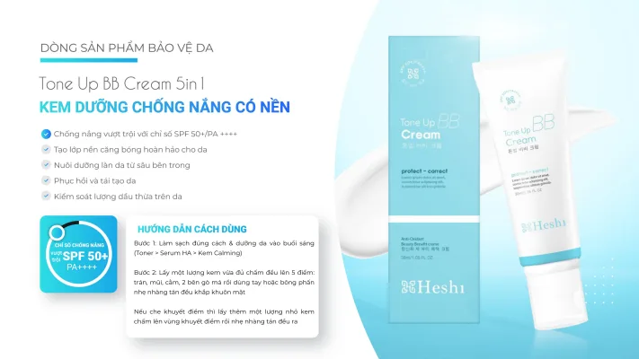 HeshiToneUpBbCream5In1 Chính Hãng Hàn Quốc 