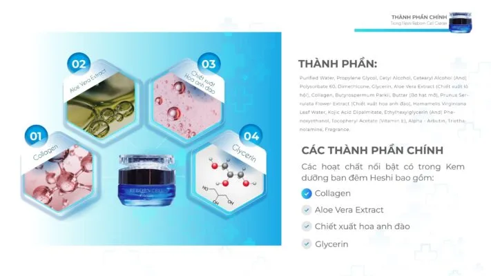 Kem Đêm Heshi Reborn Cell Cream Với Collagen Giúp Da Khỏe Từ Bên Trong
