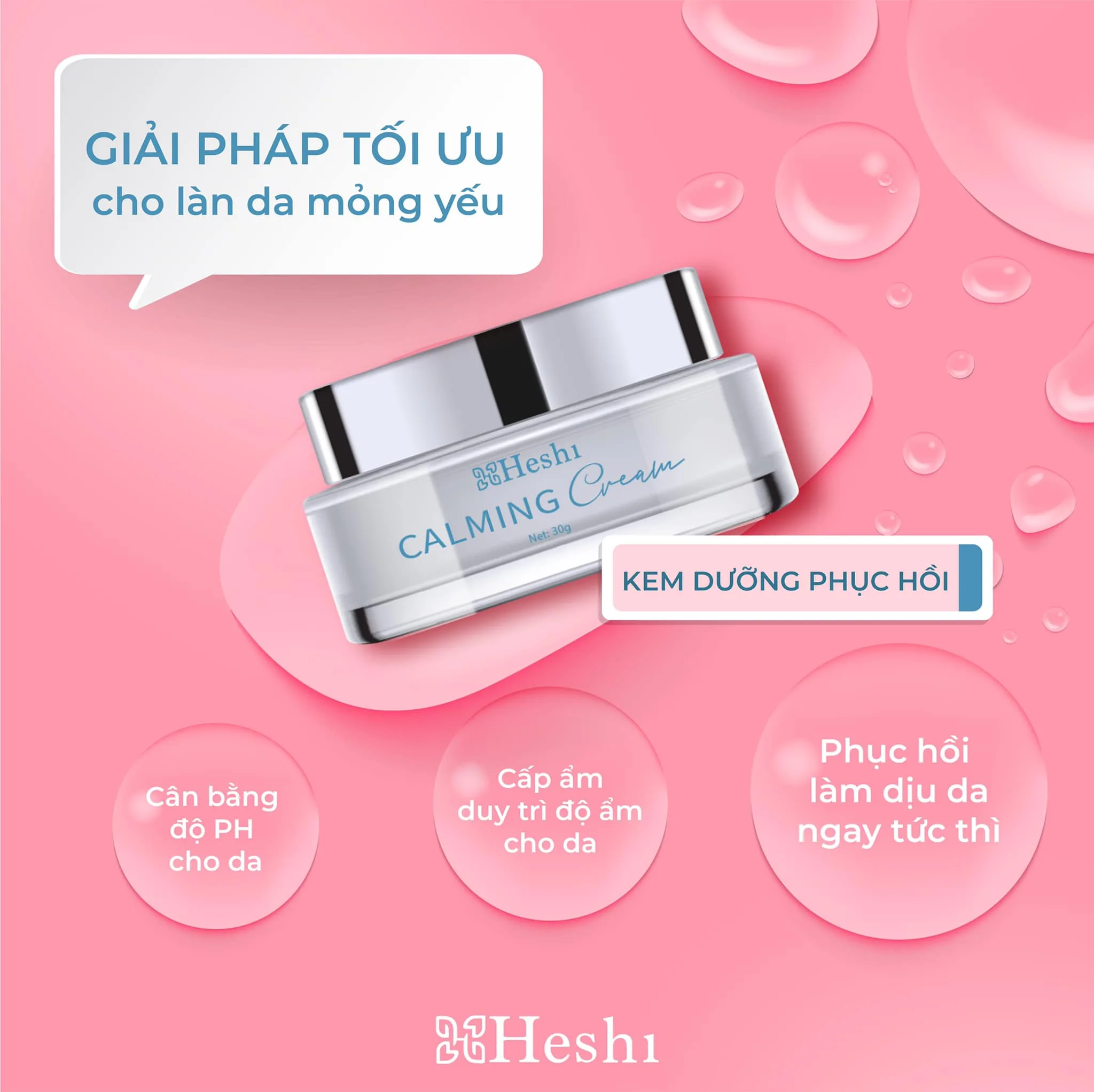 Kem Dưỡng Heshi Calming Cream Nuôi Dưỡng, Phục Hồi Da Tổn Thương 4 Kem Calming Heshi Giải Pháp Phục Hồi Tối Ưu Dành Cho Da Nhạy Cảm