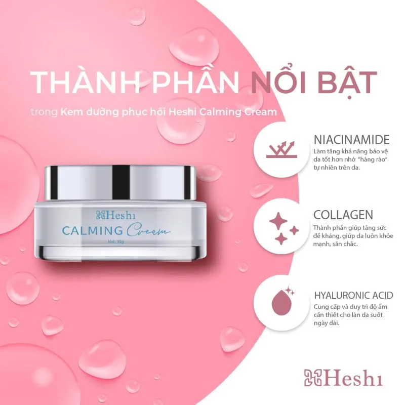 Kem Dưỡng Heshi Calming Cream Nuôi Dưỡng, Phục Hồi Da Tổn Thương 12 Thành Phần Nổi Bật Trong Kem Dưỡng Phục Hồi Calming Heshi
