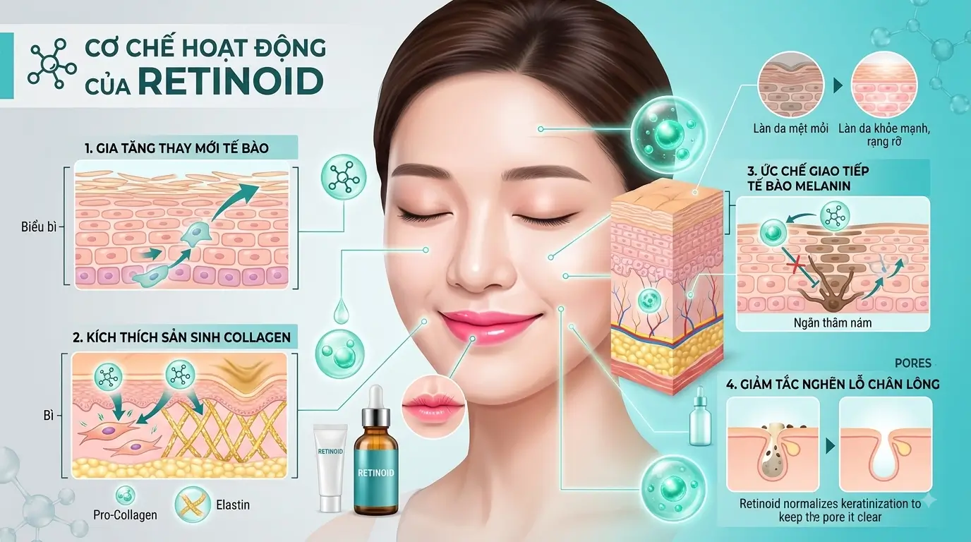 Retinoid Và Các Ứng Dụng Trong Làm Đẹp Chuẩn Y Khoa 2 Cơ Chế Hoạt Động Của Retinoid Trên Làn Da Ở Cấp Độ Tế Bào