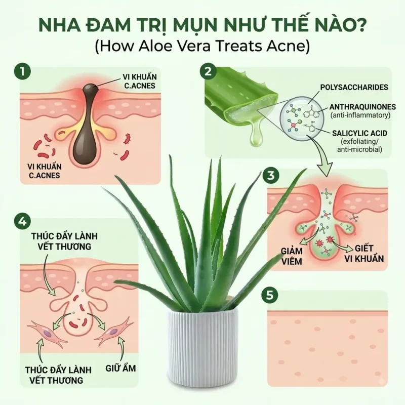 Cơ Chế Hoạt Động Của Nha Đam Trong Việc Điều Trị Mụn Và Diệt Khuẩn C.acnes