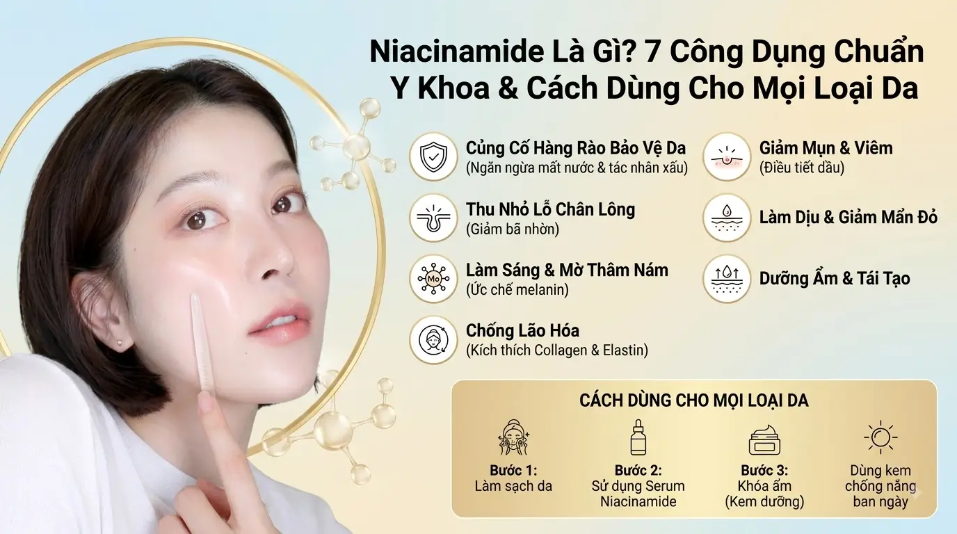Niacinamide Là Gì? 7 Công Dụng Chuẩn Y Khoa Và Quy Trình Các Bước Sử Dụng Cho Mọi Loại Da