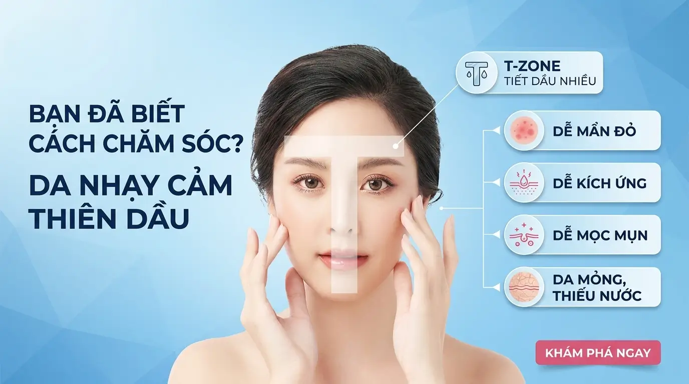 Đặc Điểm Nhận Biết Và Cách Chăm Sóc Da Nhạy Cảm Thiên Dầu Chuẩn Nhất