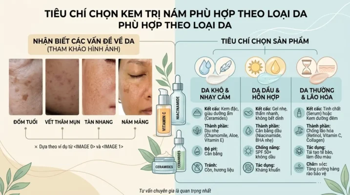 Tiêu Chí Chọn Kem Trị Nám Phù Hợp Theo Loại Da: Da Khô Nhạy Cảm, Da Dầu Hỗn Hợp Và Da Thường Lão Hóa – Nhận Biết Nám Mảng, Tàn Nhang, Thâm Mụn, Đốm Tuổi