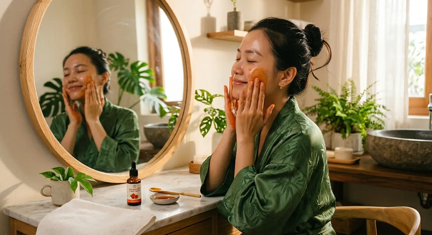 Cách Massage Da Mặt Bằng Dầu Gấc Trị Nám