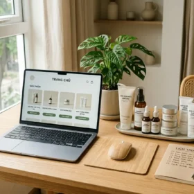 Kinh Doanh Mỹ Phẩm Online Cho Người Mới: Bàn Làm Việc Với 5–10 Sản Phẩm Dưỡng Theo Ngách Da