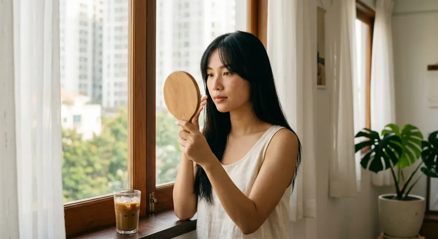 Phân Biệt Nám Và Tàn Nhang: Nhận Biết Đúng Để Chăm Sóc Đúng 4 Chị Trẻ Soi Da Cạnh Cửa Sổ Ban Ngày Để Nhận Biết Nám Mảng Khác Tàn Nhang