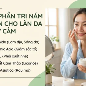 Thành Phần Trị Nám An Toàn Cho Làn Da Nhạy Cảm: Niacinamide, Tranexamic Acid, Vitamin C, Chiết Xuất Cam Thảo, Centella Asiatica