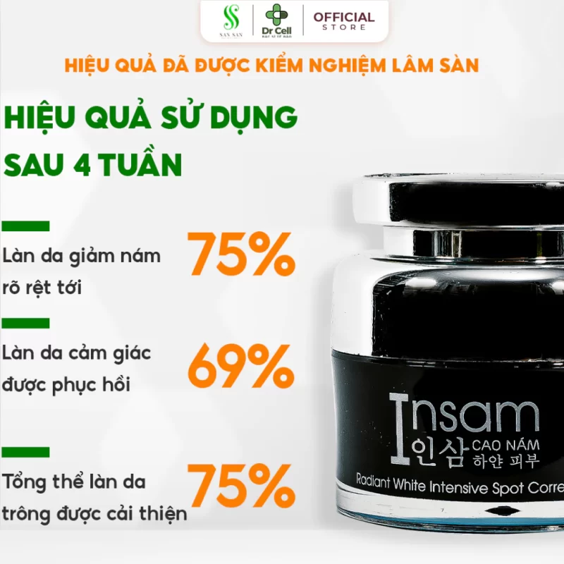 Cao nám Insam đạt hiệu quả mờ nám do Mỹ Phẩm Dr Cell Việt Nam sản xuất