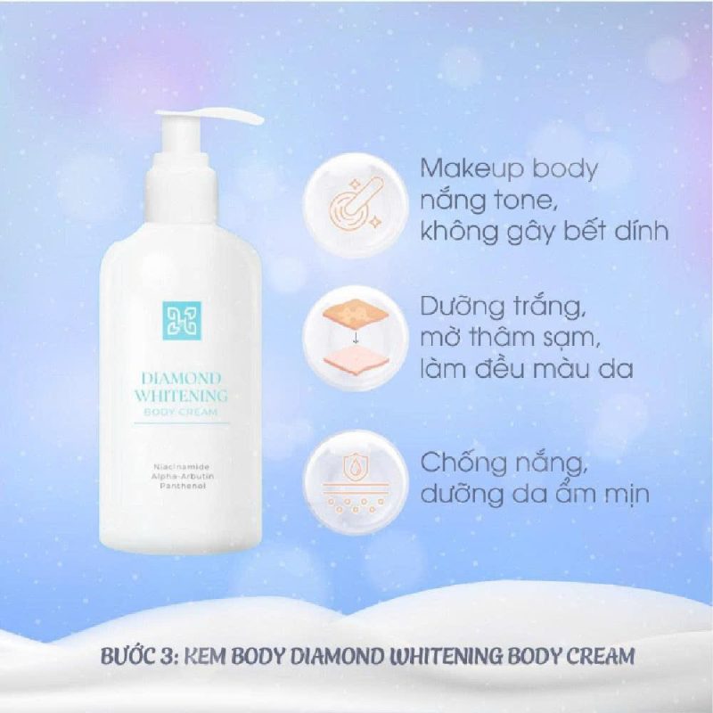 Công Dụng Heshi Diamond Whitening Body Cream  Dưỡng Trắng, Chống Nắng, Cấp Ẩm Sâu