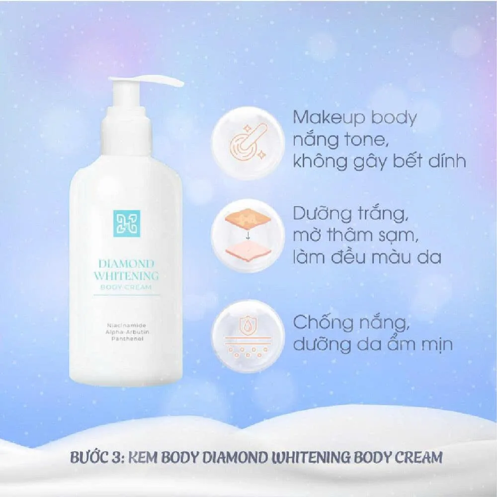 Công Dụng Heshi Diamond Whitening Body Cream  Dưỡng Trắng, Chống Nắng, Cấp Ẩm Sâu