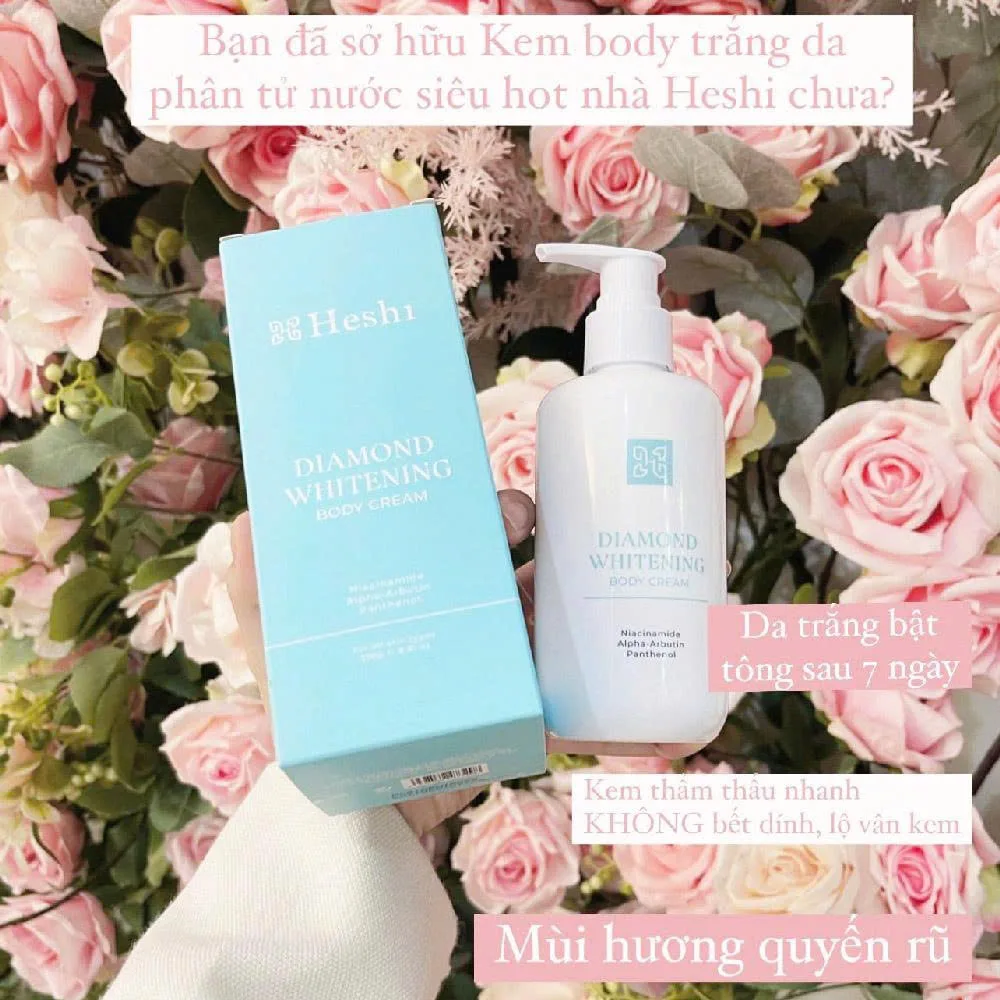 Heshi Diamond Whitening Body Cream  Trắng Sáng, Mềm Mịn, Hương Thơm Quý Phái  Ảnh 4