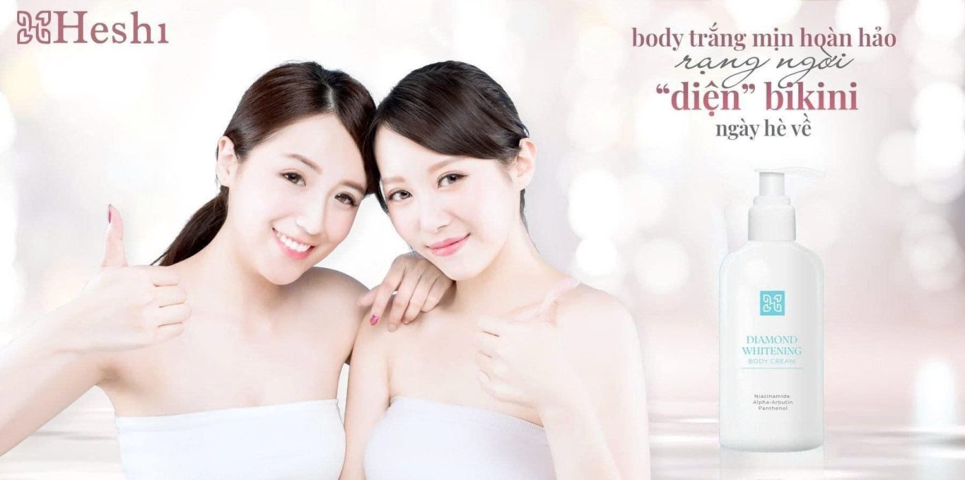 Heshi Diamond Whitening Body Cream Giúp Da Trắng Sáng Mịn Màng, Tự Tin Diện Bikini