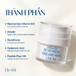 Thành Phần Kem Dưỡng Sáng Da Heshi 20G  Niacinamide, Arbutin, Glutathione, Ha, Peptide