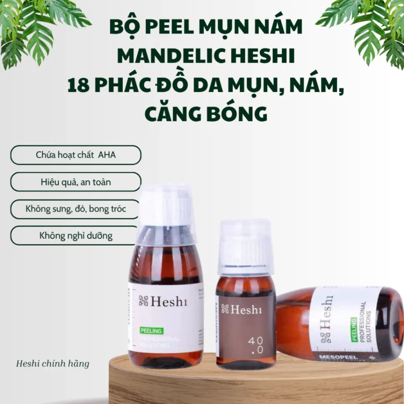 Bộ peel mụn nám Heshi AHA BHA chính hãng