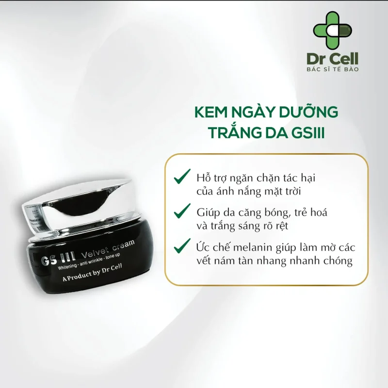 Kem dưỡng ban ngày GS III giúp bảo vệ da khỏi tia UV và làm sáng tự nhiên