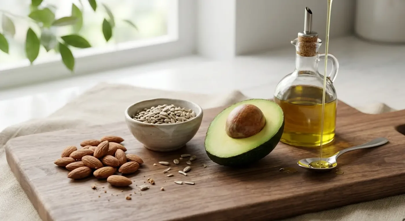 Ăn Gì Để Hạn Chế Nám Da? Nuôi Sắc Tố Đều Hơn Từ Bên Trong 3 Vitamin E Từ Hạnh Nhân, Hạt Hướng Dương, Bơ Và Dầu Oliu Giúp Phục Hồi Da Nám