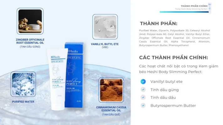 Thành Phần Kem Tan Mỡ Heshi An Toàn Cho Da