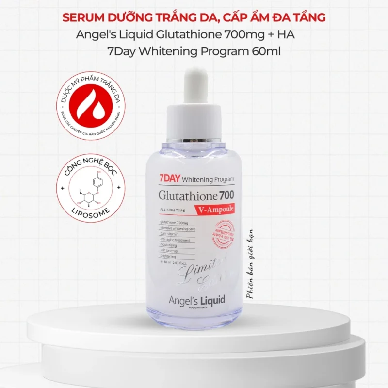 Serum Ha Cho Da Dầu Mụn Chọn Sao Cho Đúng 5 Ampoule Angel’s Liquid Glutathione 700Mg Kết Hợp Ha 60Ml Cấp Ẩm Đa Tầng Và Dưỡng Sáng Da