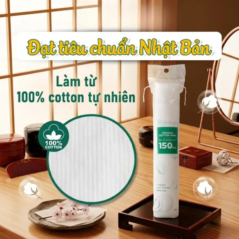 Bông Tẩy Trang Hotosu Cao Cấp 100% Cotton