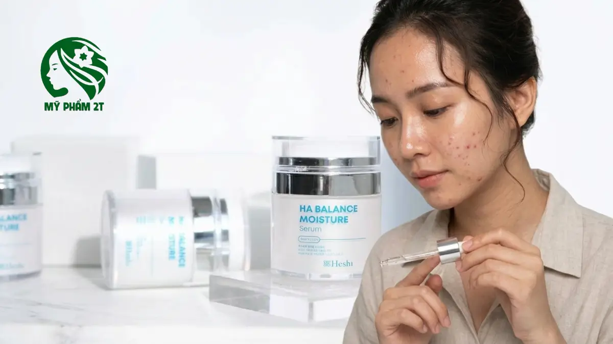 Kinh nghiệm lựa chọn serum HA cho da dầu mụn nhạy cảm và lỗ chân lông to với Heshi HA Balance Moisture