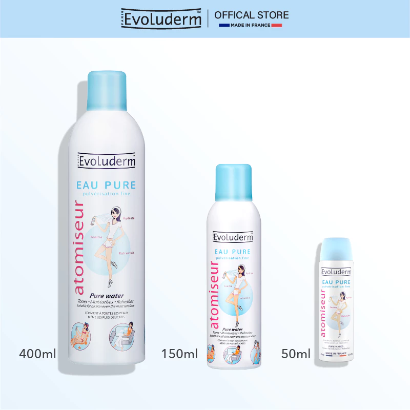 Nước Xịt Khoáng Evoluderm Atomiseur Eau Pure 50Ml Chính Hãng 3 Cac Kich Thuoc Xit Khoang Evoluderm Atomiseur Eau Pure