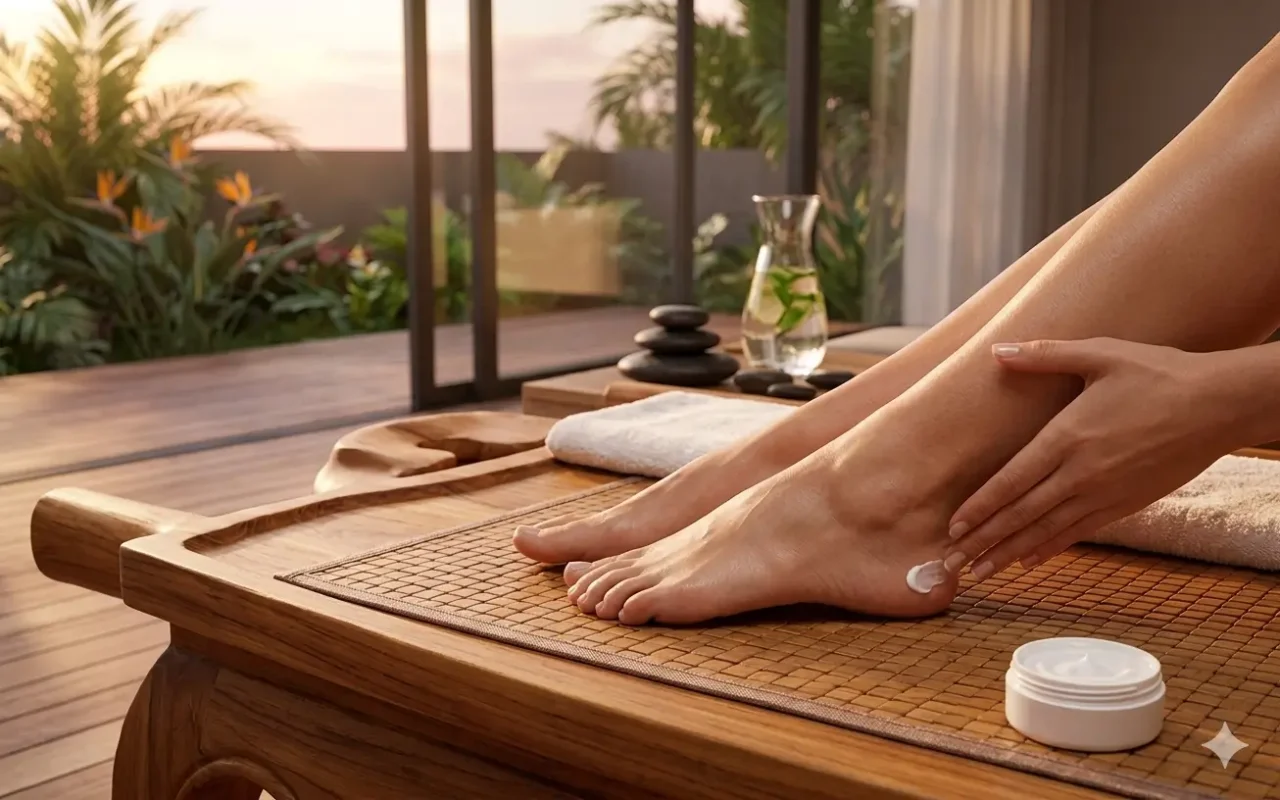 Cách chăm sóc bàn chân tại nhà và điều trị gót chân nứt nẻ bằng kem chuyên dụng.