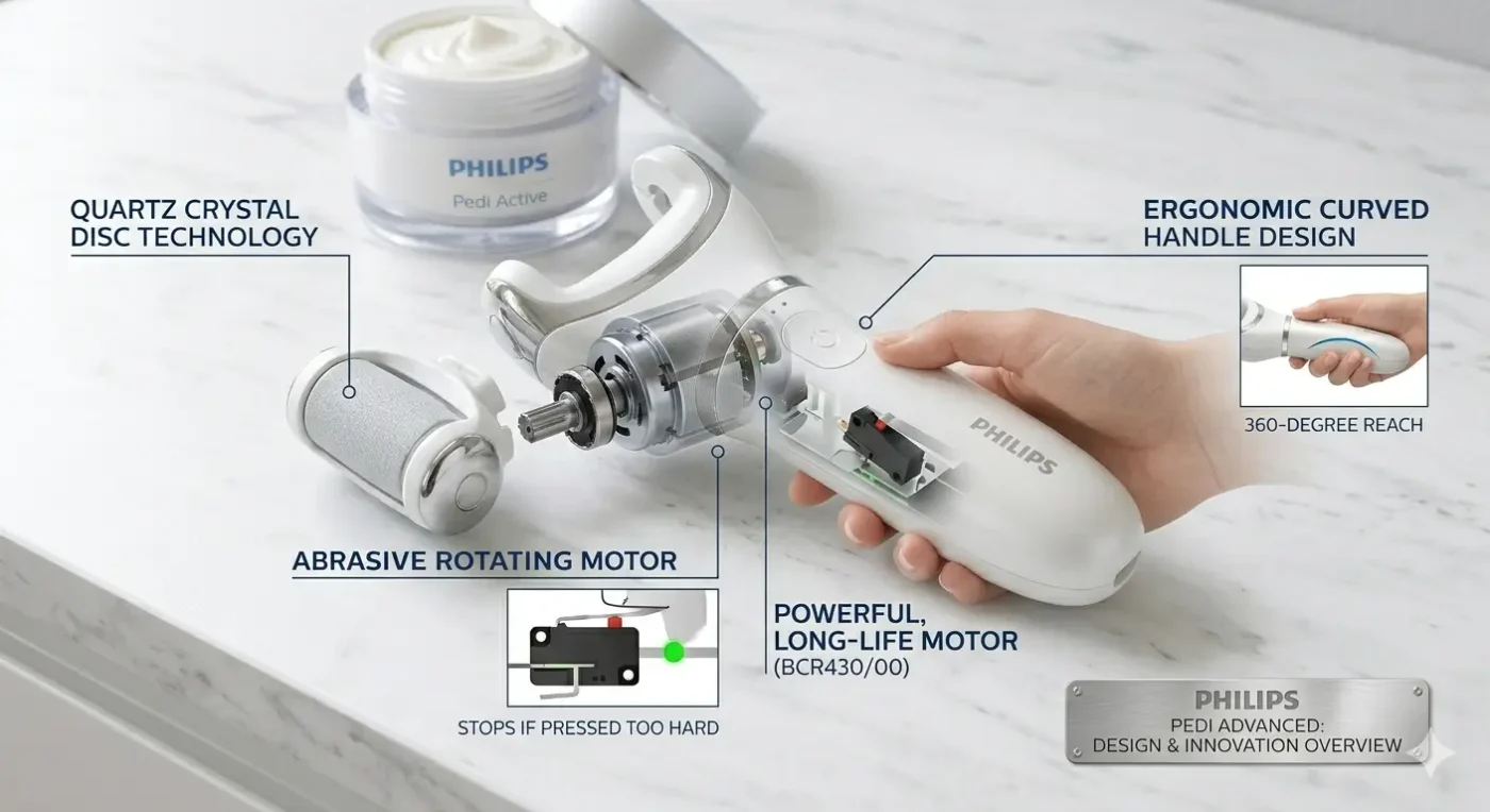 Review cấu tạo và công nghệ đĩa xoay thạch anh của máy chà gót chân Philips