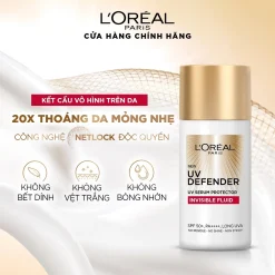 Kết Cấu Kem Chống Nắng L'Oreal Invisible Fluid Mỏng Nhẹ Không Bết Dính Không Để Lại Vệt Trắng.