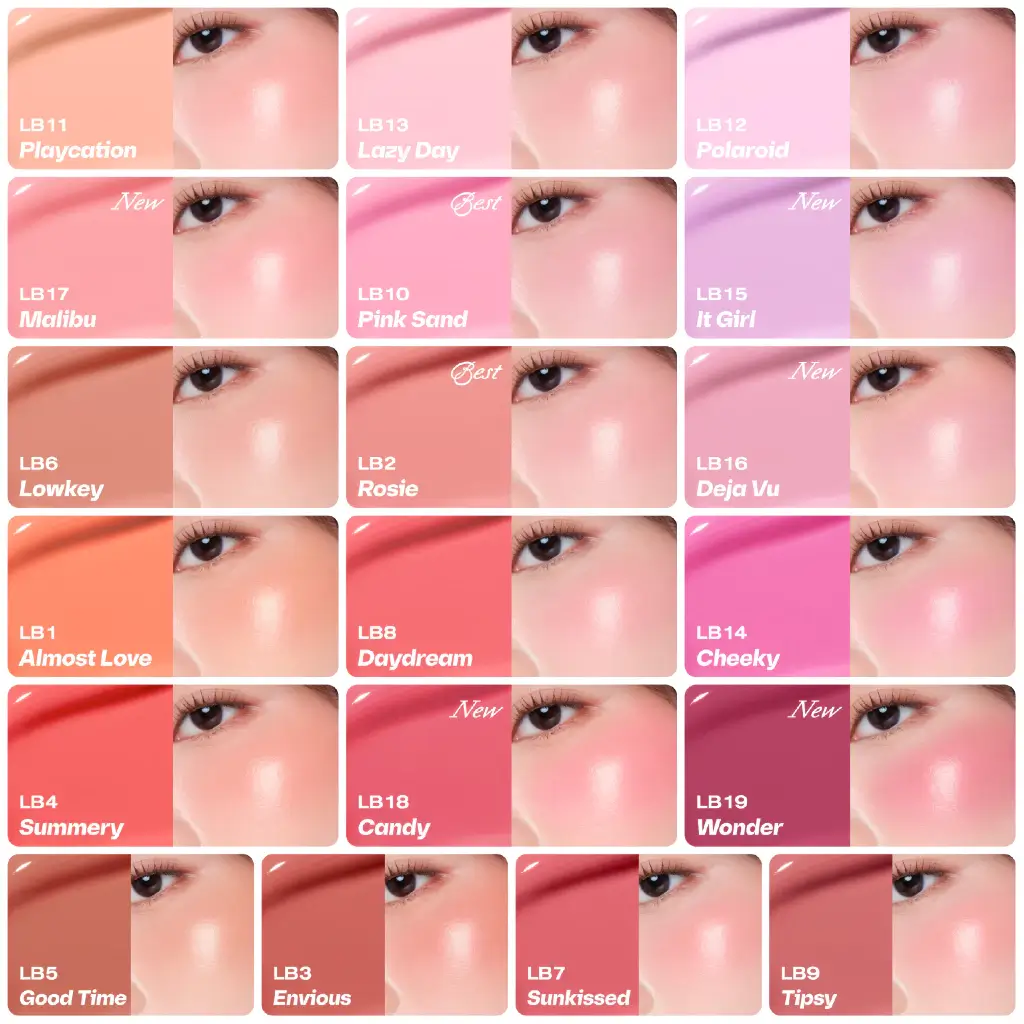 Má Hồng Kem Ofélia Lolli Liquid Blush Da Căng Bóng Tự Nhiên 4 Má Hồng Kem Ofélia Lolli Liquid Blush Bảng Màu