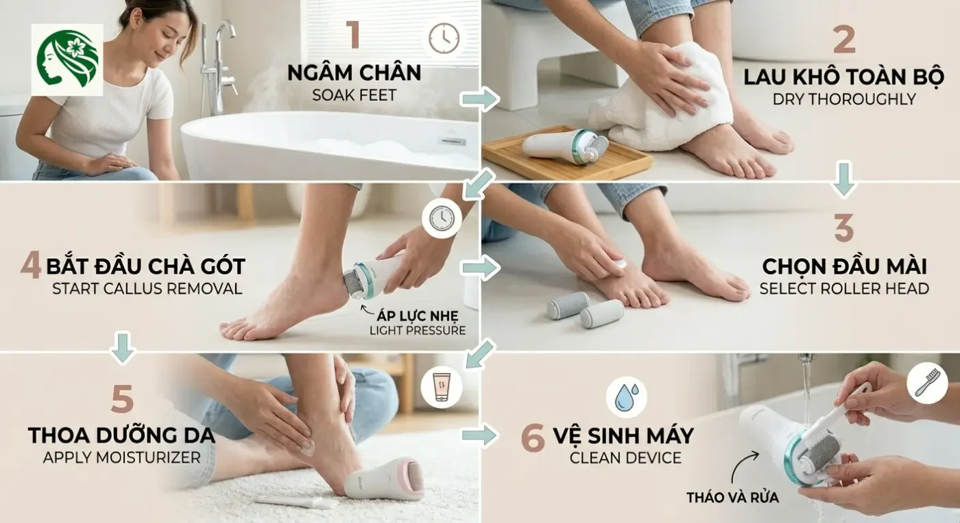 Cách sử dụng máy chà gót chân Eleven tại nhà