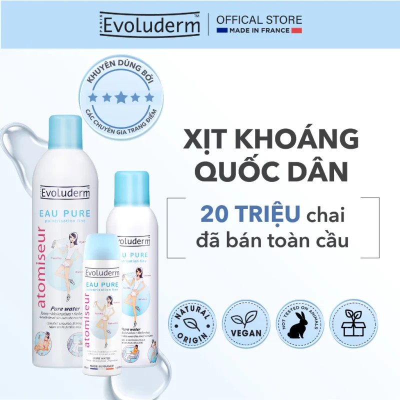Nước Xịt Khoáng Evoluderm Atomiseur Eau Pure 50Ml Chính Hãng 9 Xit Khoang Evoluderm 100% Tu Nhien Lanh Tinh