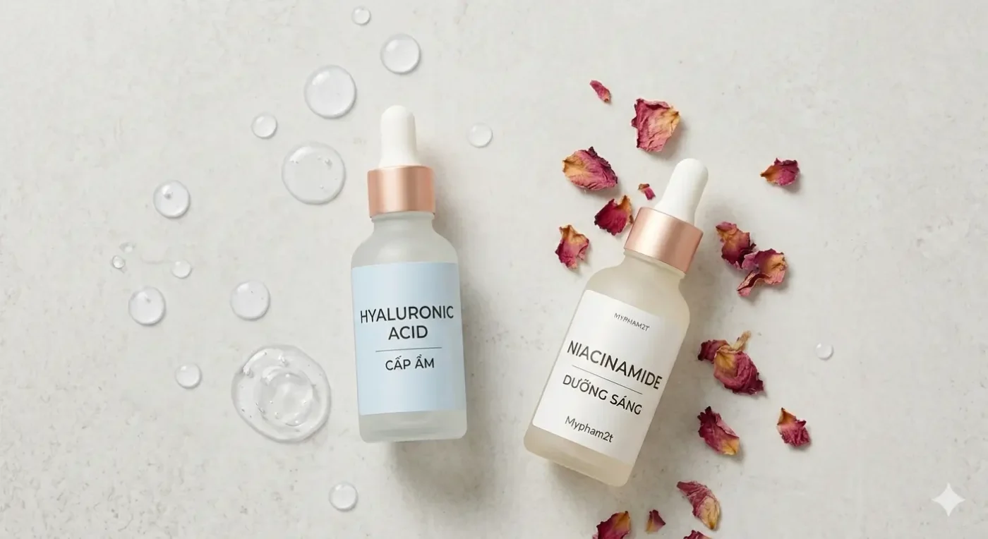 Bộ Đôi Serum Cấp Ẩm Làm Sáng Da Cho Da Khô Chứa Hyaluronic Acid Và Niacinamide