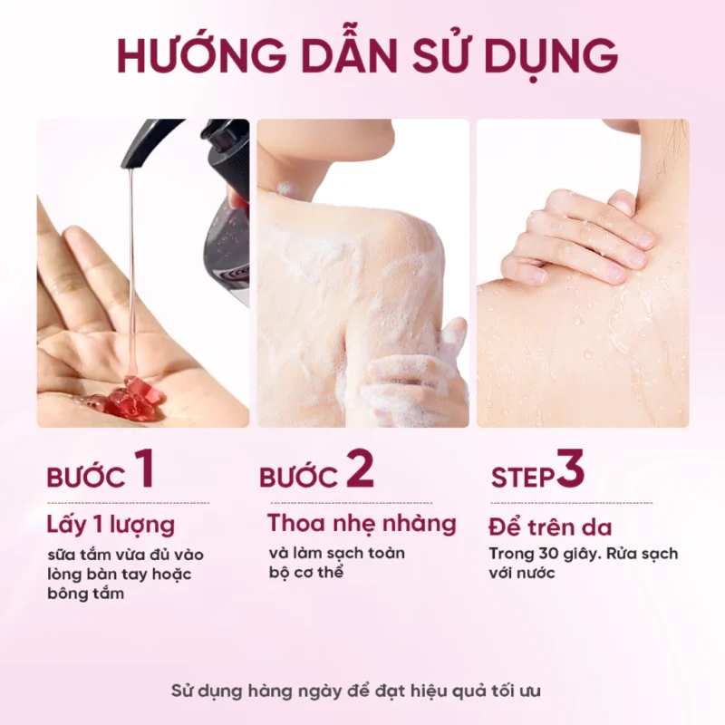 Hướng Dẫn Sử Dụng Sữa Tắm Grace And Glow Body Wash Dưỡng Trắng 3 Bước Đơn Giản
