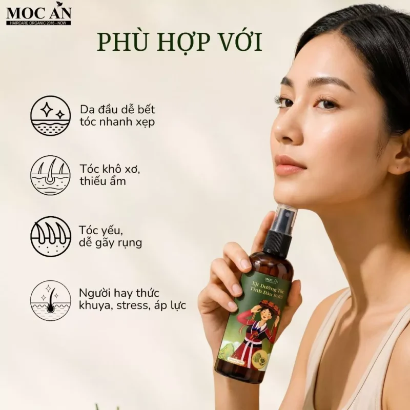 Xịt Dưỡng Tóc Tinh Dầu Bưởi Da Xanh Mộc Ân Haircare 120Ml 11 Xịt Dưỡng Tóc Tinh Dầu Bưởi Da Xanh Mộc Ân Haircare 120Ml 2