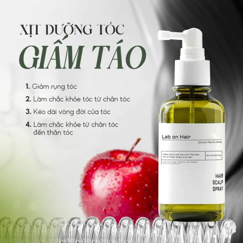Xịt Mọc Tóc Lab On Hair 160Ml Giấm Táo – Kích Thích Mọc Tóc, Giảm Rụng Hiệu Quả 10 Xịt Dưỡng Tóc Giấm Táo Lab On Hair 160Ml Giúp Giảm Rụng Tóc Và Làm Chắc Khỏe Chân Tóc