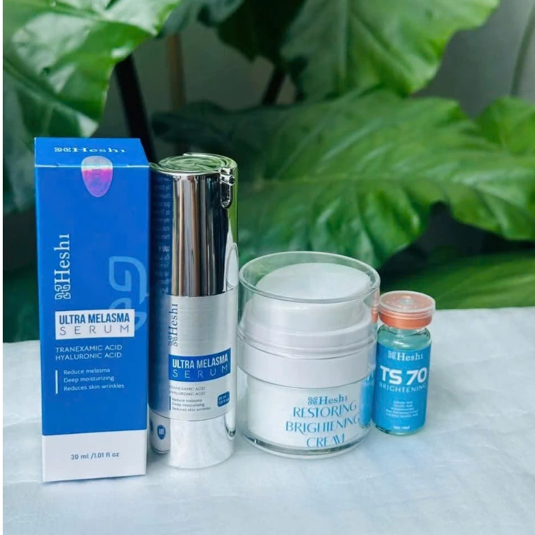 Ts70 Heshi Brightening 10Ml – Tinh Chất Mờ Nám Sáng Da, Giảm Mụn, Ngăn Lão Hóa 12 Combo Heshi Ultra Melasma Serum, Restoring Brightening Cream Và Ts70 Brightening
