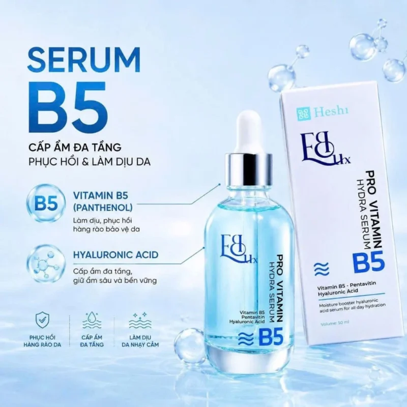 Serum B5 Heshi Pro Vitamin Hydra – Vitamin B5 Panthenol Và Hyaluronic Acid Cấp Ẩm Phục Hồi