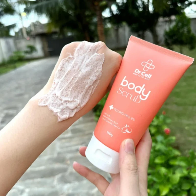 Serum Body Bakuchiol 0.5% Dr Cell | Tẩy Tế Bào Chết Body 8% Aha | Combo Chăm Sóc Body 13 Tẩy Tế Bào Chết Body Dr Cell Peeling Pro 8% Aha – Texture Hạt Mịn Trên Da