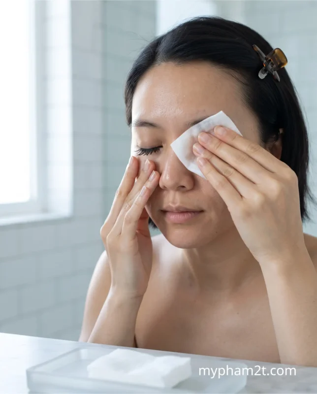 Cách Tẩy Trang Mascara Chống Nước Không Rụng Mi Tại Nhà 2 Ép Bông Tẩy Trang Lên Mi Để Làm Mềm Mascara Chống Nước