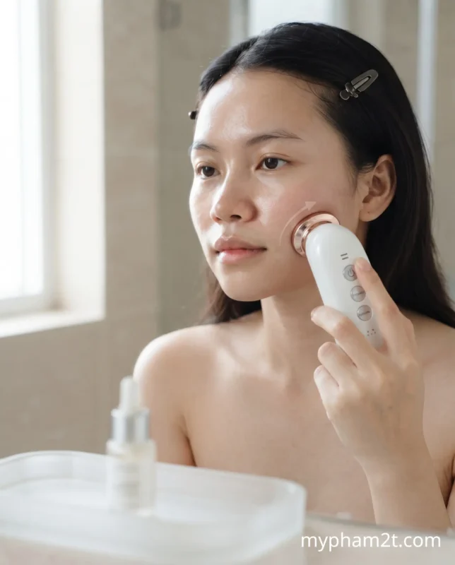 Máy Đẩy Tinh Chất Nào Tốt? Review 5 Mẫu Đáng Đầu Tư Tại Nhà 8 Di Máy Đẩy Tinh Chất Trên Má Theo Chiều Từ Trong Ra Ngoài, Dưới Lên Trên Để Nâng Cơ