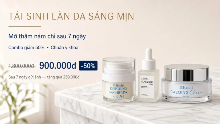 Combo Tái Sinh Da Sáng Mịn 7 Ngày: Peel + Kem Sáng + Kem Dịu, Giảm 50%