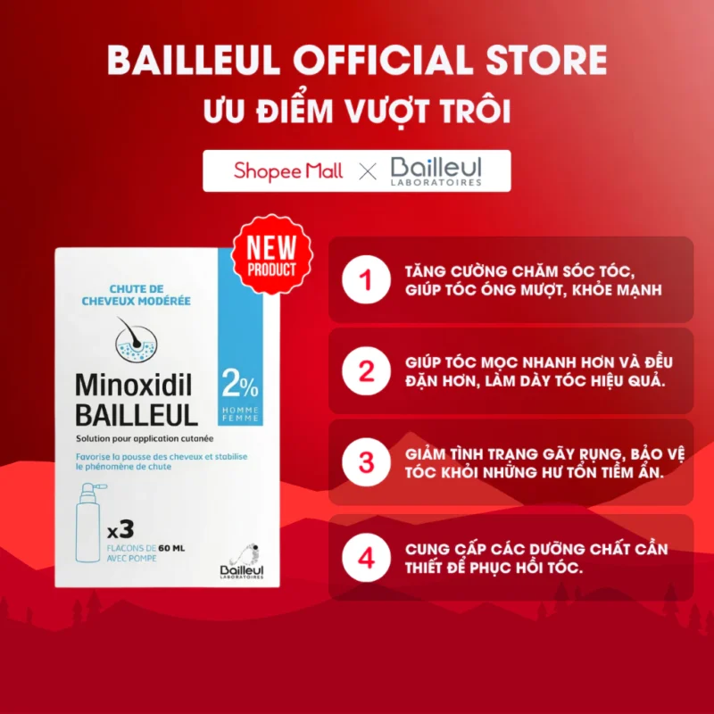 4 Ưu Điểm Vượt Trội Của Dung Dịch Xịt Mọc Tóc Minoxidil Bailleul Chính Hãng