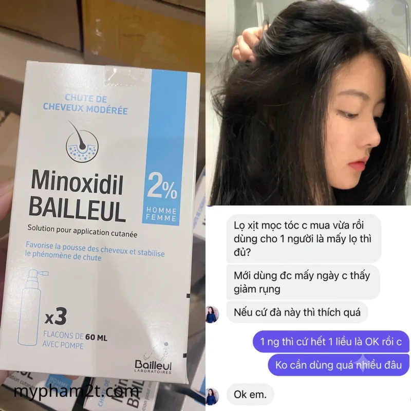 Phản Hồi Khách Hàng Sau Khi Dùng Xịt Kích Thích Mọc Tóc Minoxidil Bailleul