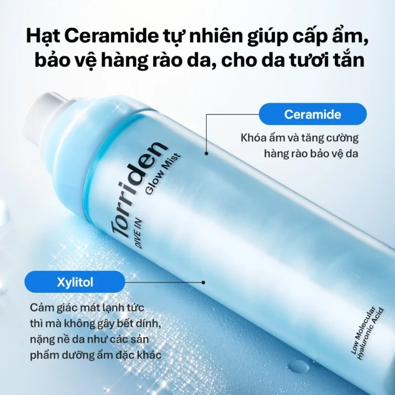 Hạt Ceramide Và Xylitol Trên Xịt Dưỡng Torriden Dive In Glow Mist